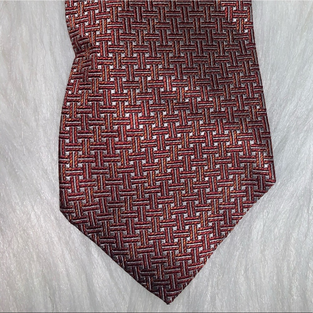 Lario red design silk tie D